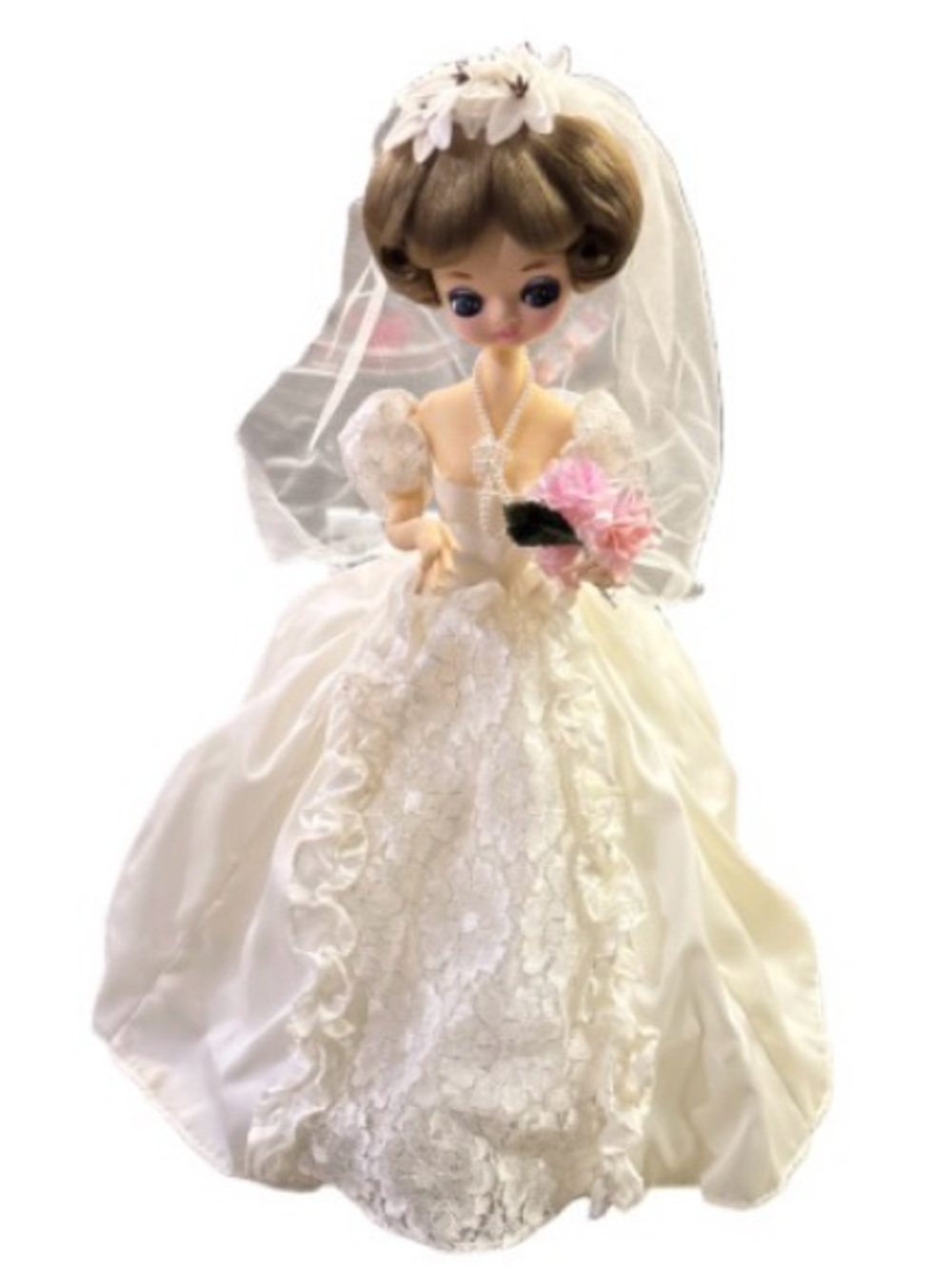 White Bridal Keepsake Doll with Pink Bouquet - Unbranded